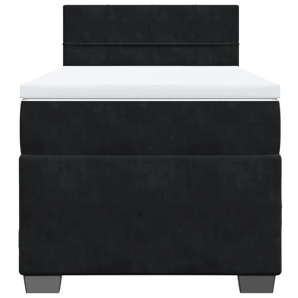 Box Spring Bed with Pocket Spring Mattress for Bedroom King Single Size Black Velvet
