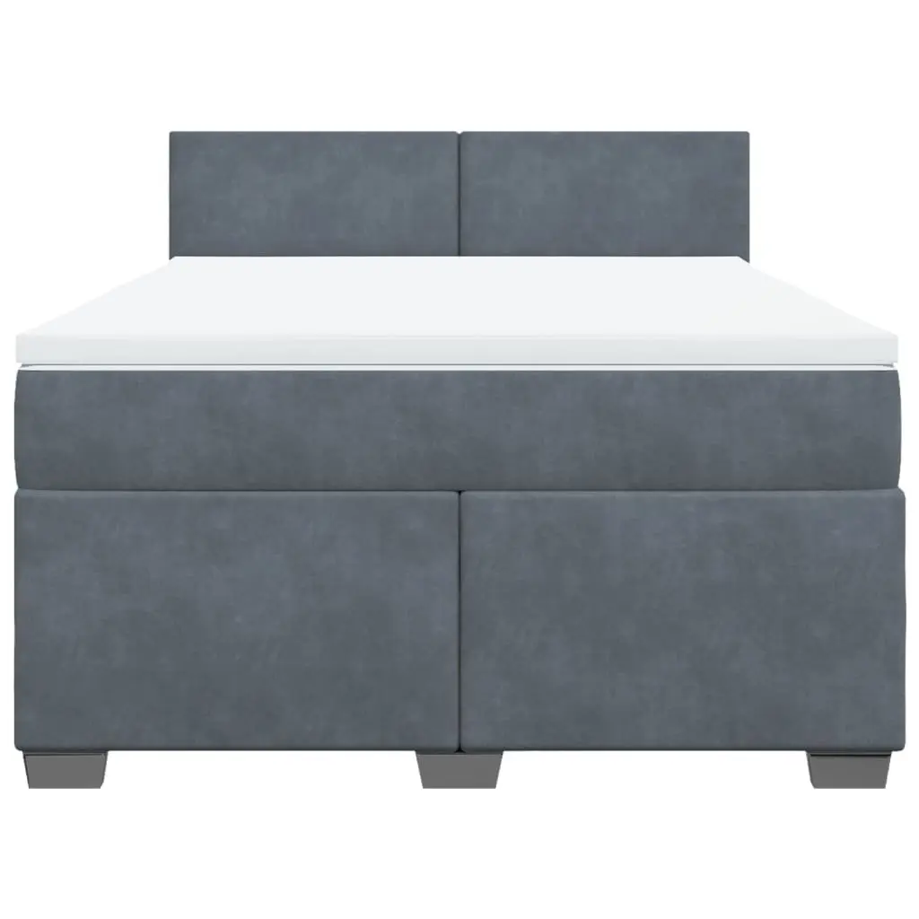 Double Box Spring Bed with LED Grey Frame
