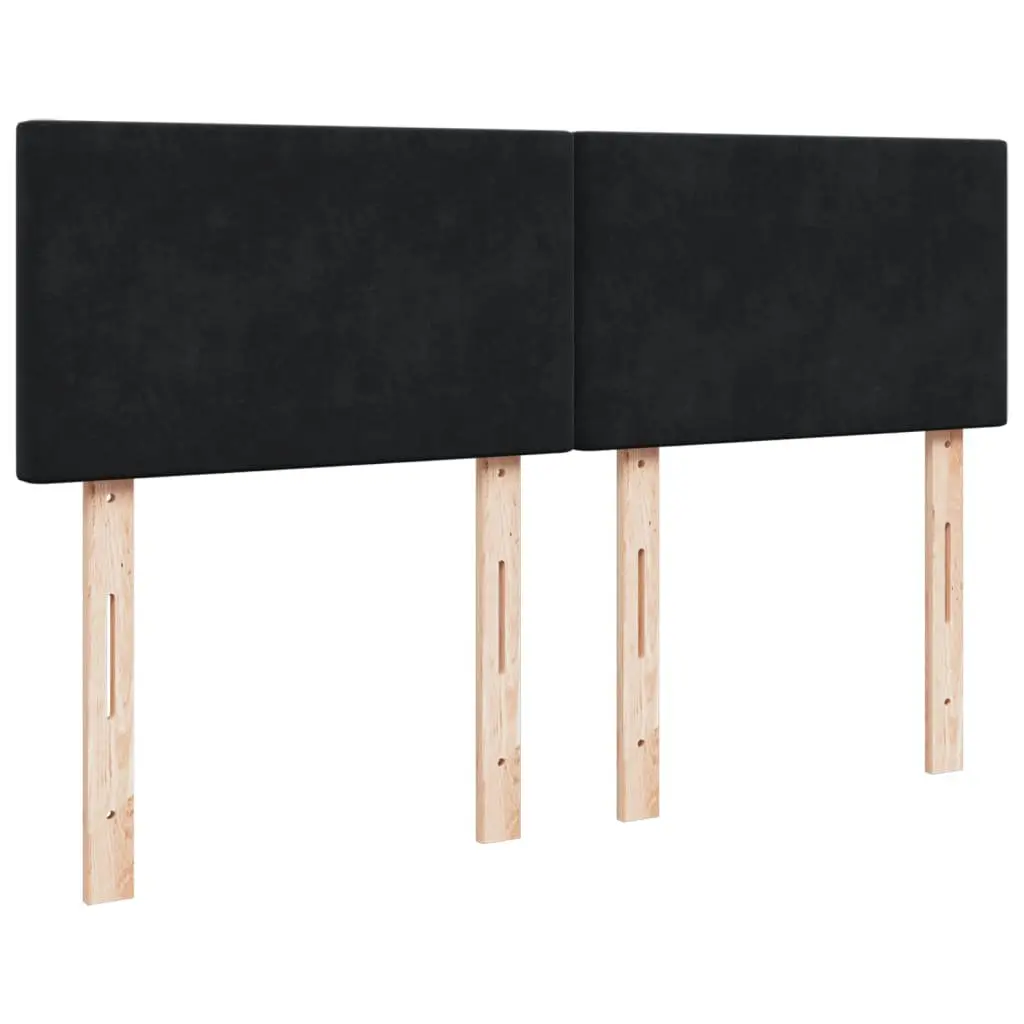Double Box Spring Bed with Pocket Spring Mattress LED Lights Black Velvet