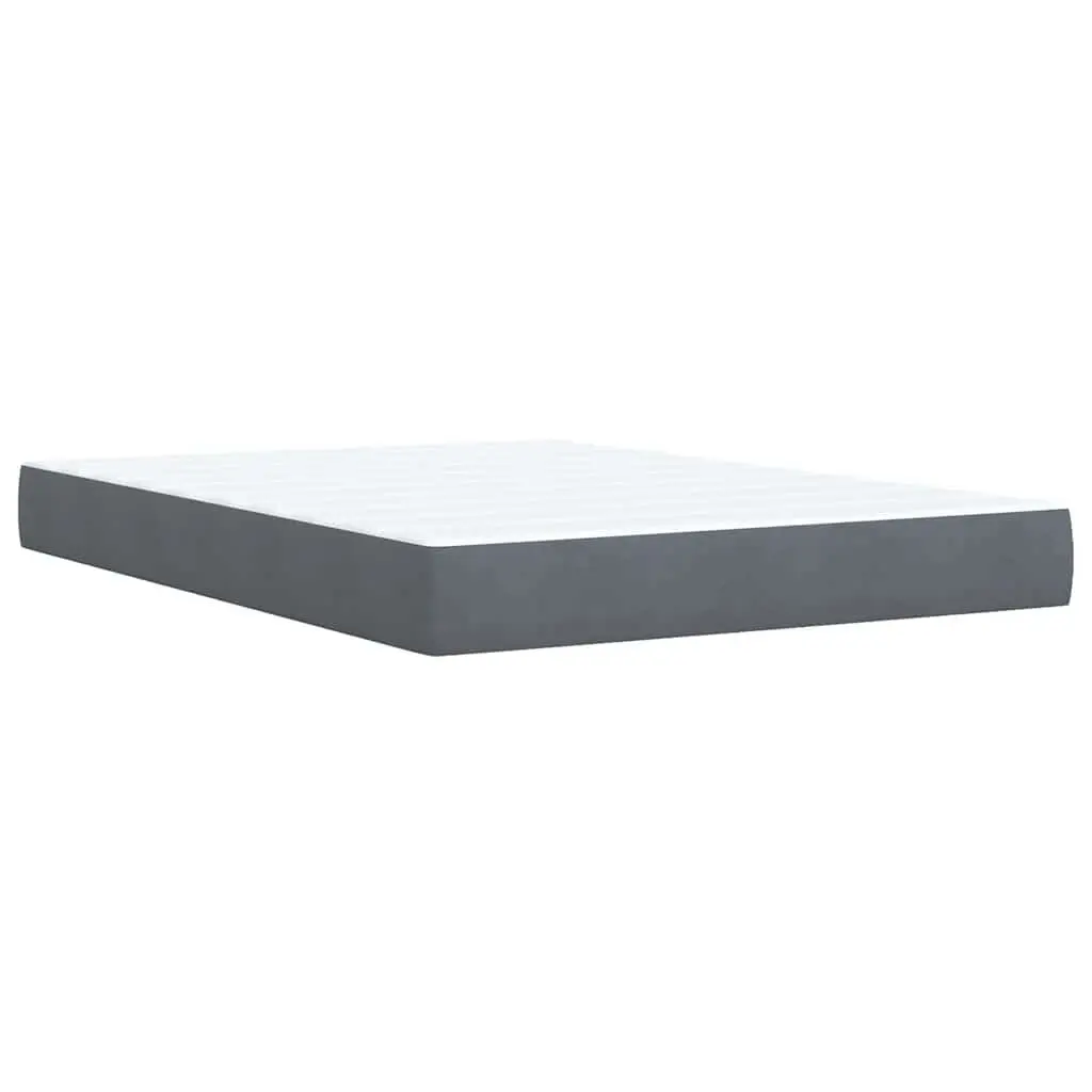 Queen Box Spring Bed with Pocket Spring Mattress LED Lights Grey Velvet