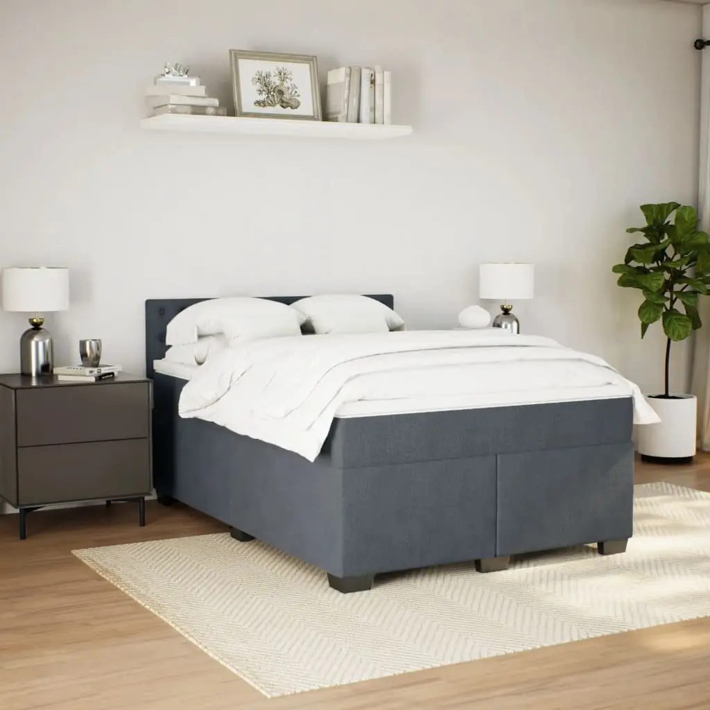 Box Spring Bed with Pocket Sprung Mattress for Bedroom Queen Size Grey Velvet with LED Lights