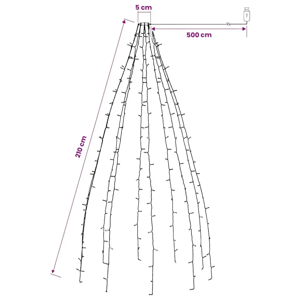 LED Net Lights for Christmas Tree Indoor Outdoor 210cm Cold White 210 LEDs 8 Effects