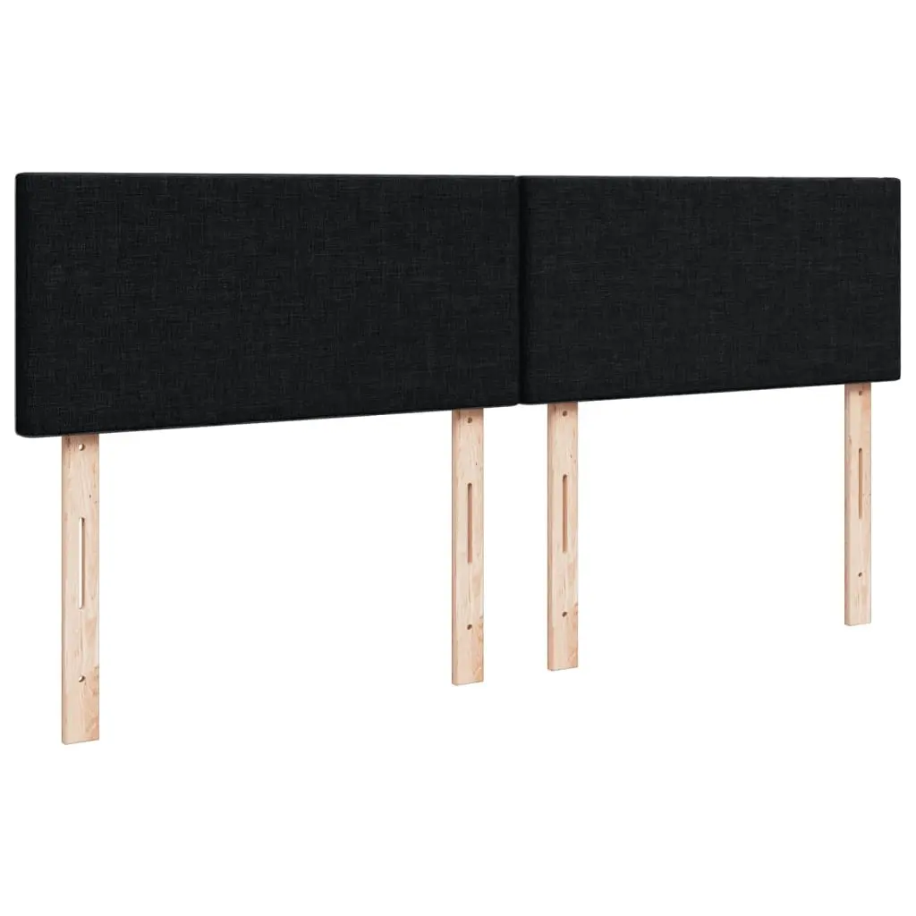 Double Box Spring Bed with Pocket Spring Mattress LED Lights Black Fabric
