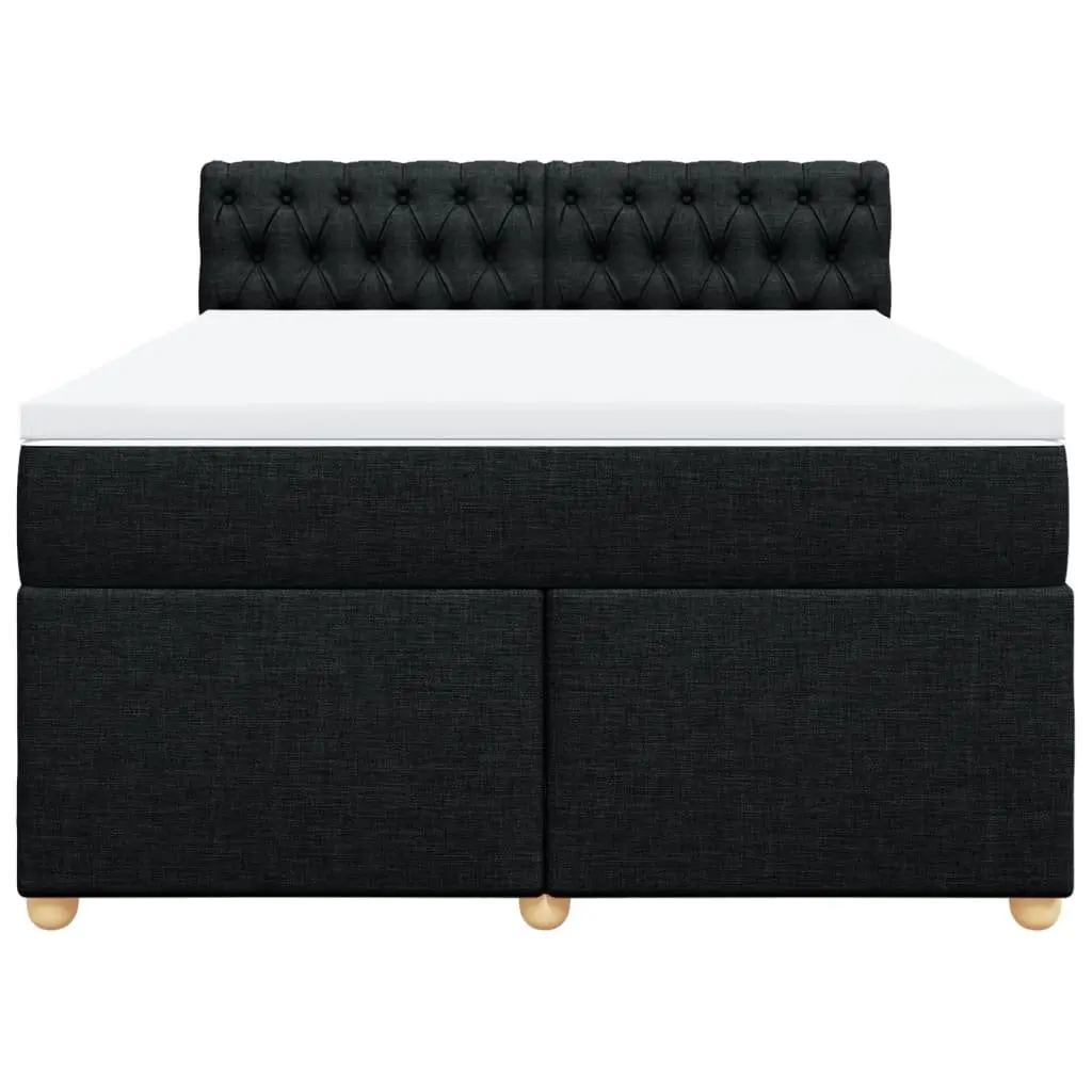 Double Bed with Pocket Sprung Mattress and Adjustable LED Lights Black Fabric
