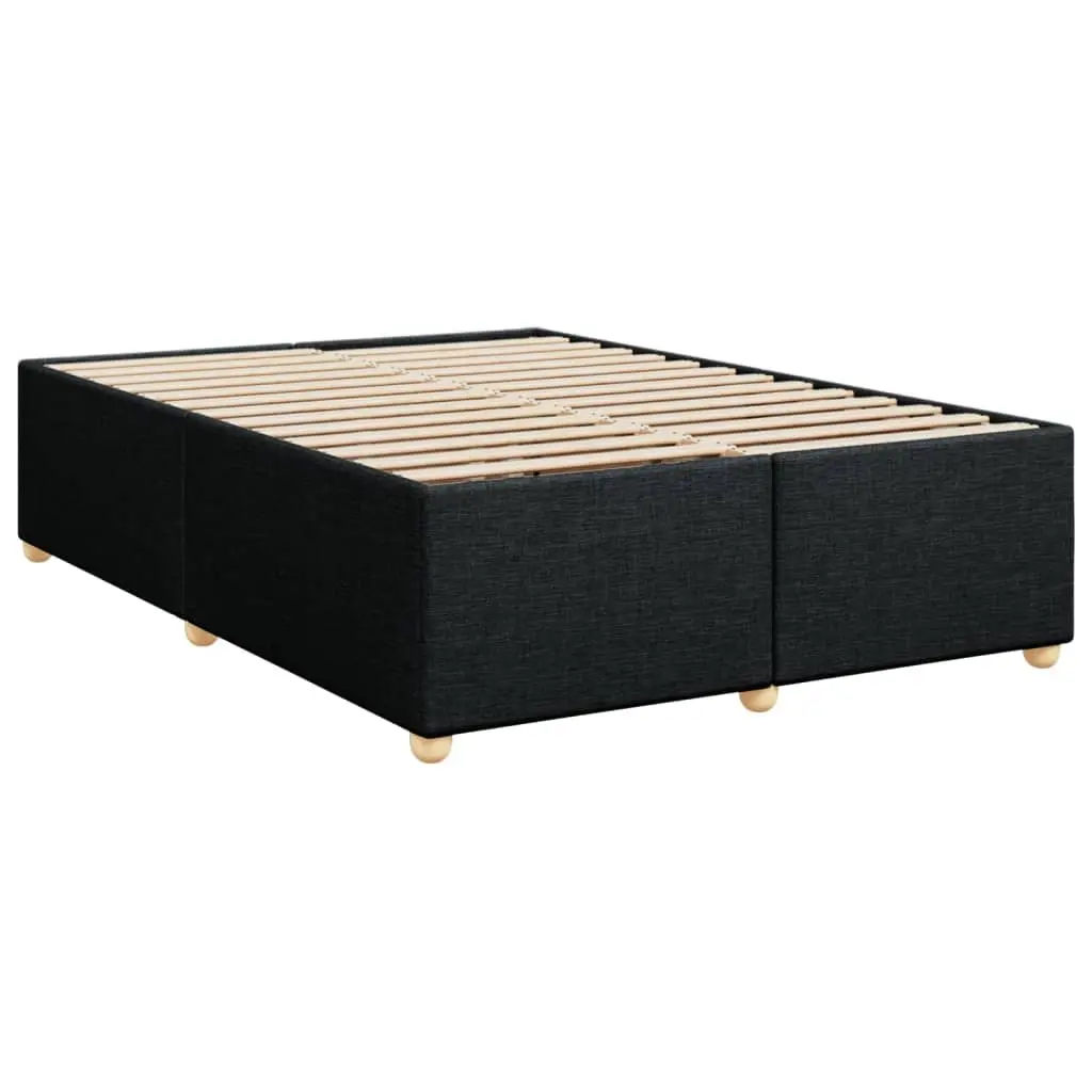 Double Bed with Pocket Sprung Mattress and Adjustable LED Lights Black Fabric