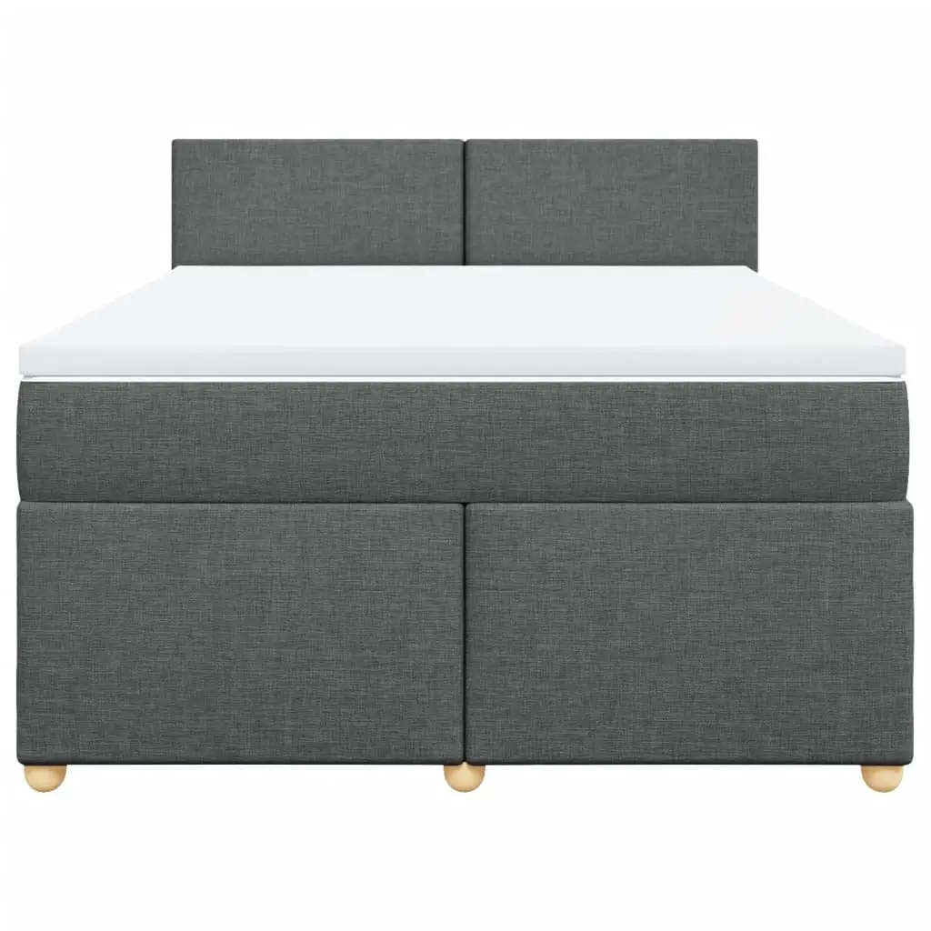 Grey Queen Box Spring Bed with LED Lights