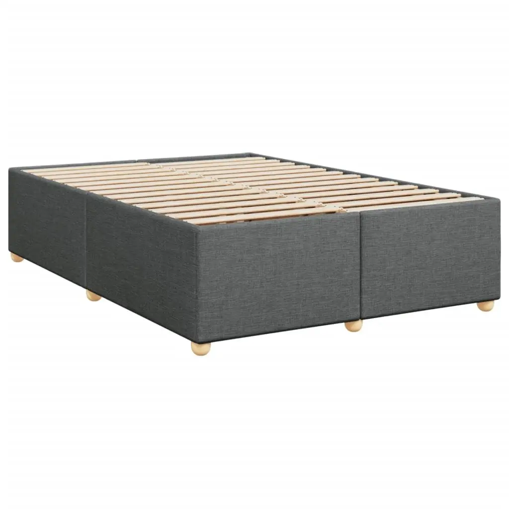 Queen Box Spring Bed with Pocket Mattress LED Lights Grey Fabric Bedroom