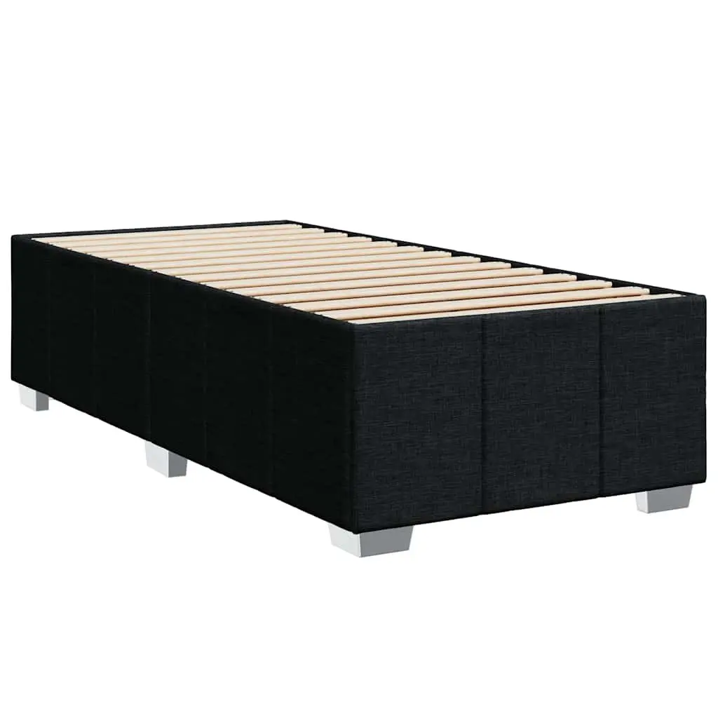 King Single Box Spring Bed with Pocket Mattress LED Lights Black Fabric