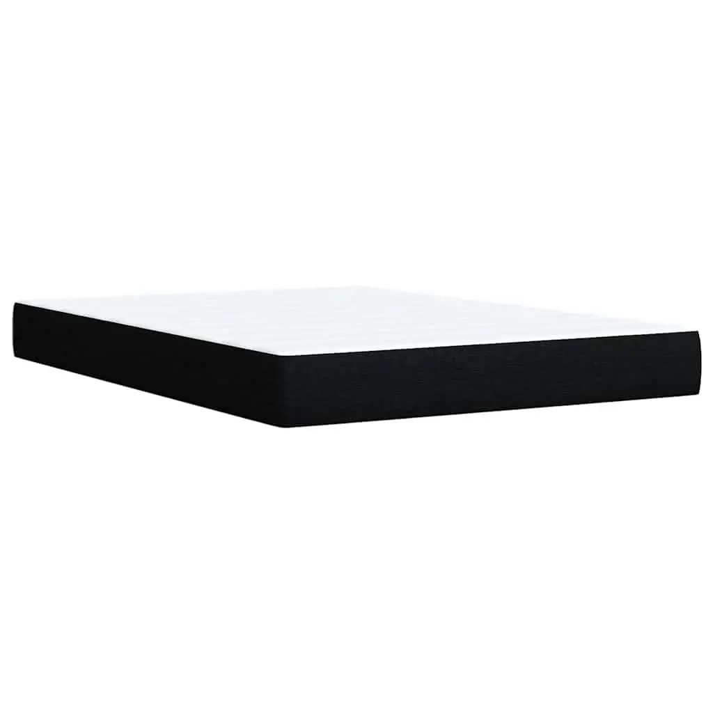 Double Box Spring Bed with Pocket Mattress LED Lights Black Fabric Frame