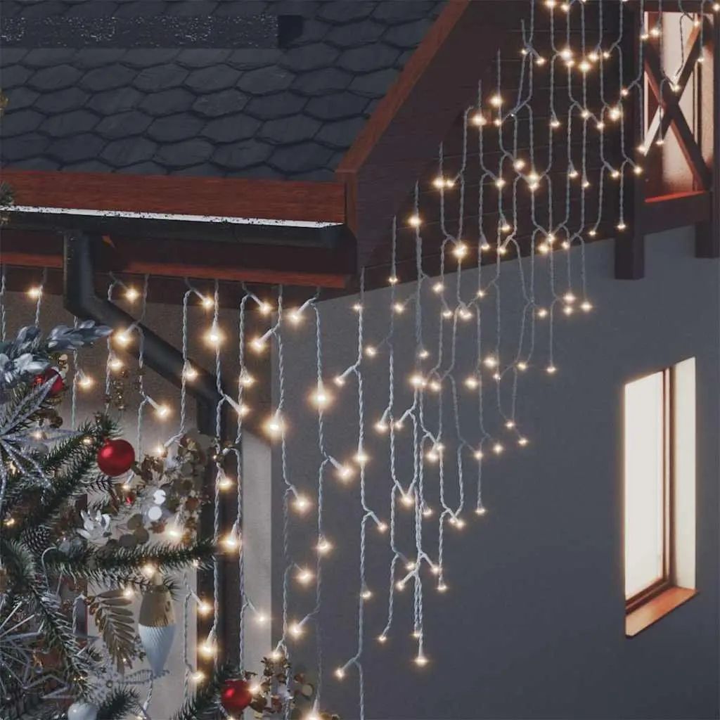 LED Curtain Icicle Lights Indoor Outdoor 10m 400 LEDs Warm White