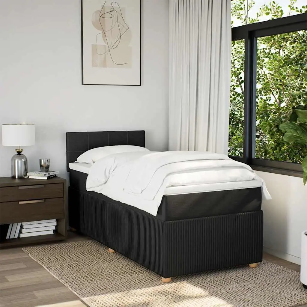King Single Box Spring Bed with Pocket Spring Mattress LED Lights Dark Grey