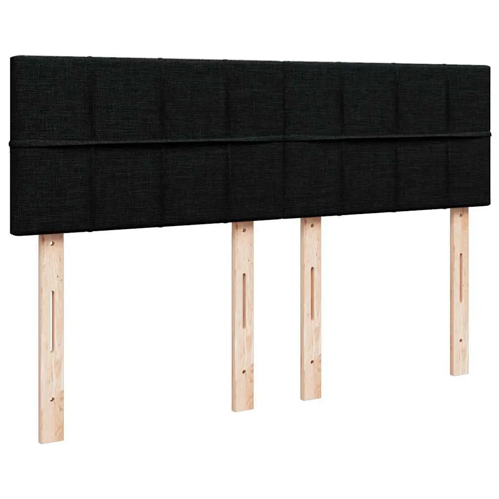 Box Spring Bed with Pocket Mattress LED Lights Double Fabric Dark Grey