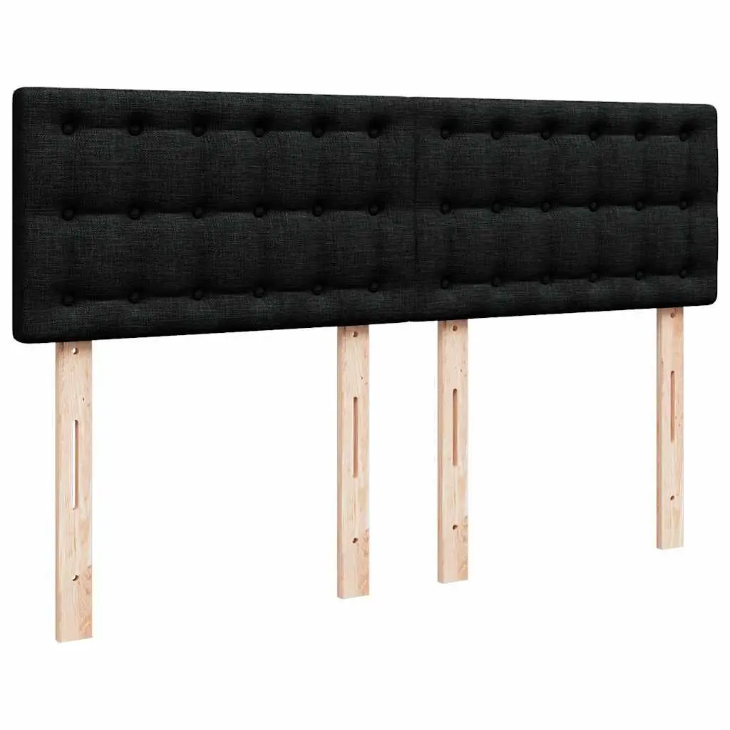 Double Box Spring Bed with Mattress for Bedroom Black Fabric Double Size