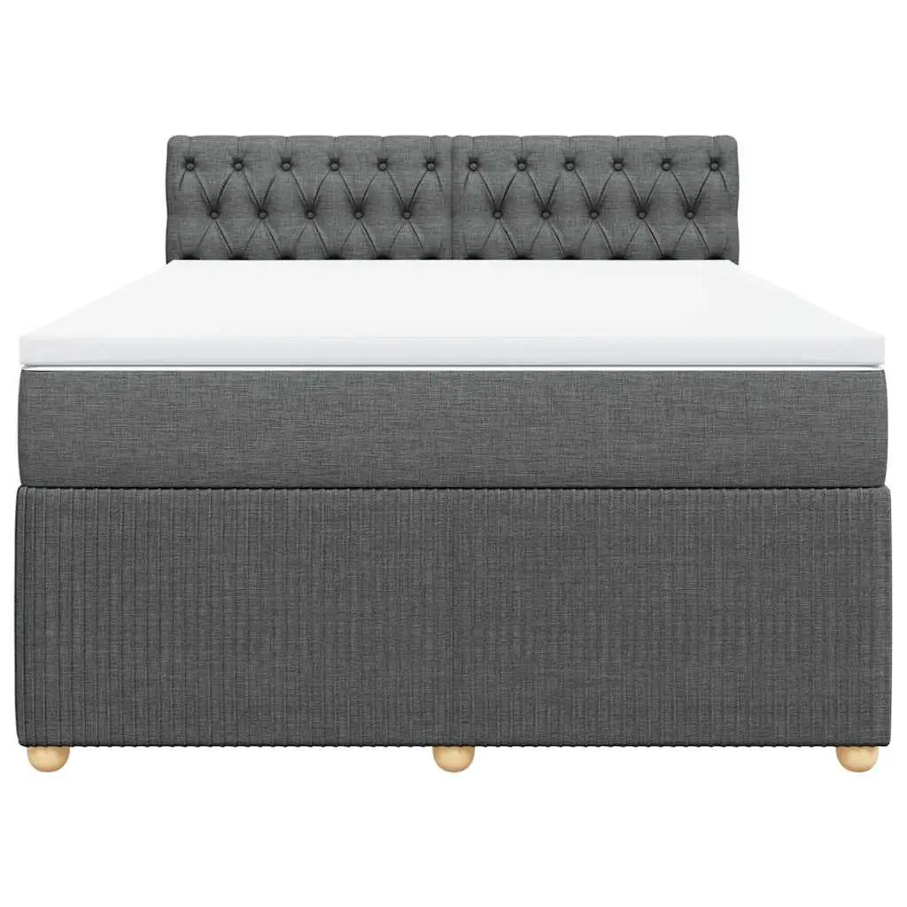 Queen Bed with Adjustable LED Lighting Pocket Spring Mattress Grey Fabric