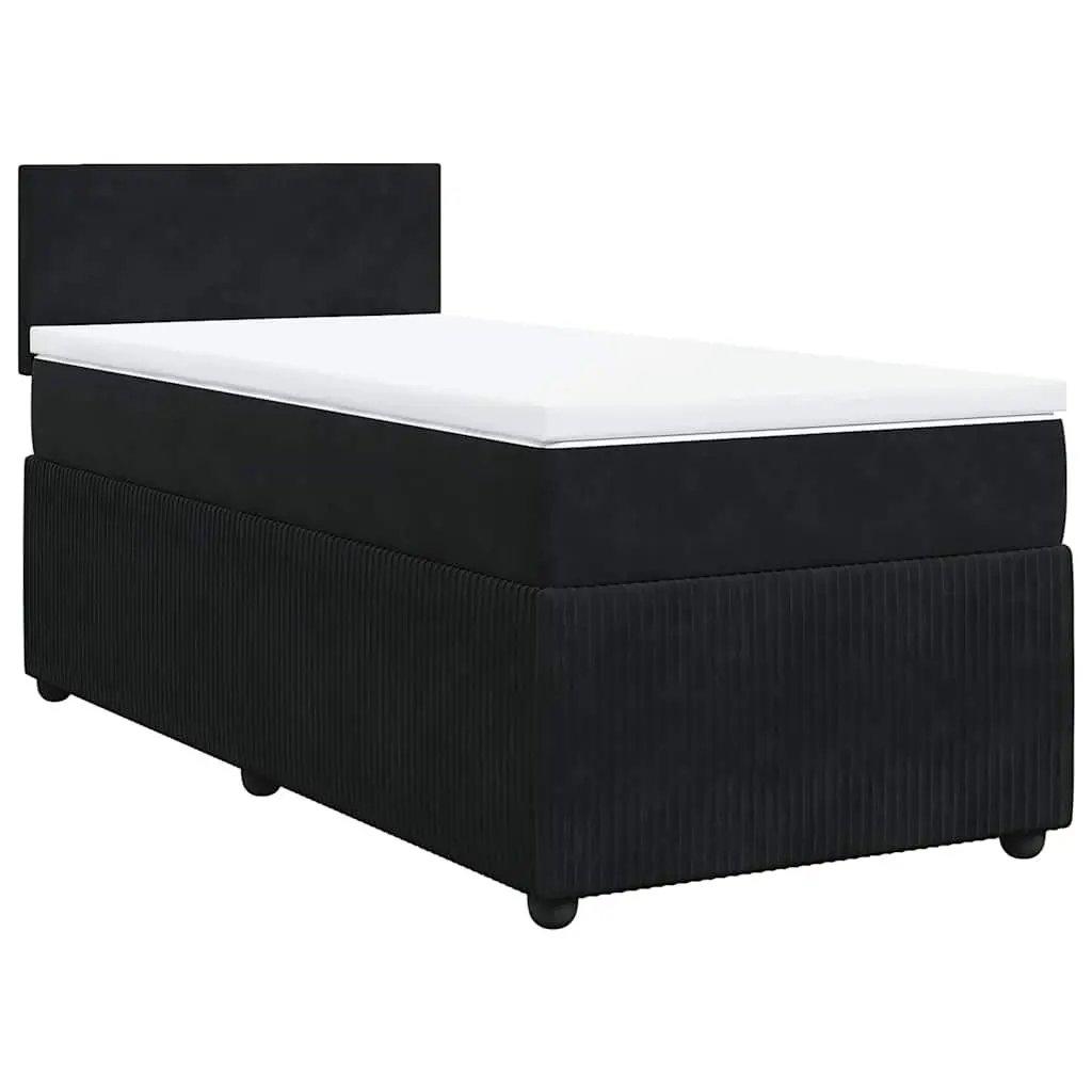 Box Spring Bed with Pocket Spring Mattress LED Lights King Single Grey Velvet