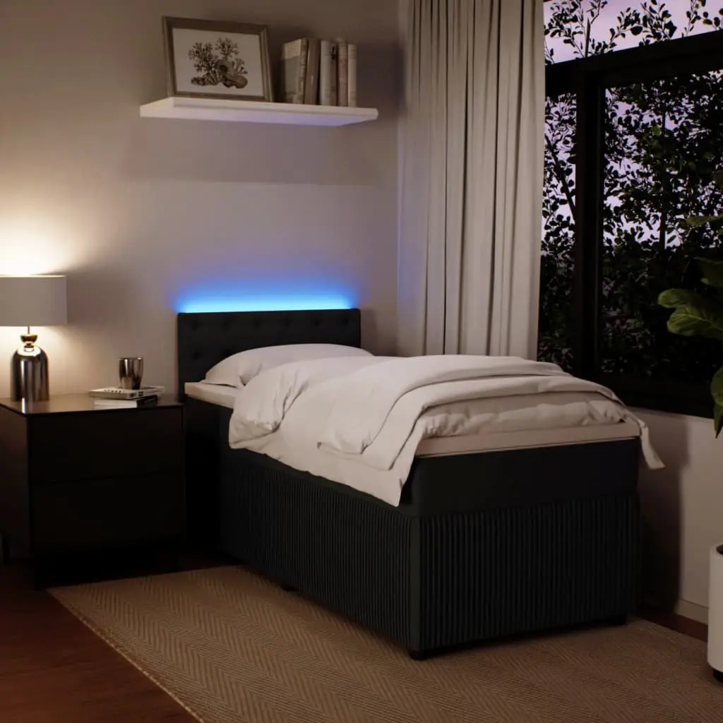 King Single Box Spring Bed with Velvet Upholstery