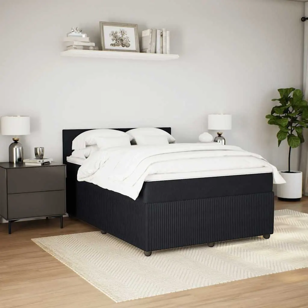 Box Spring Bed with Pocket Spring Mattress LED Lights Double Grey Velvet