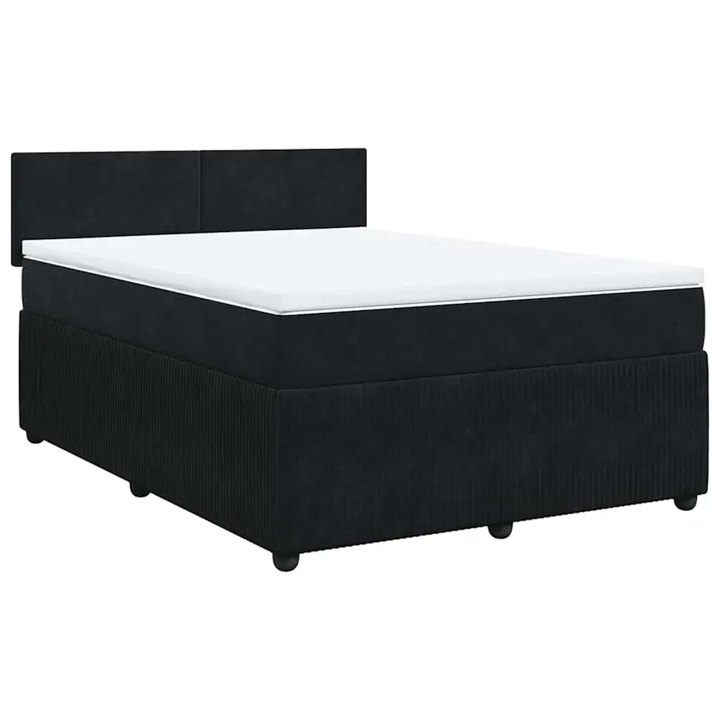 Box Spring Bed with Pocket Spring Mattress LED Lights Double Grey Velvet