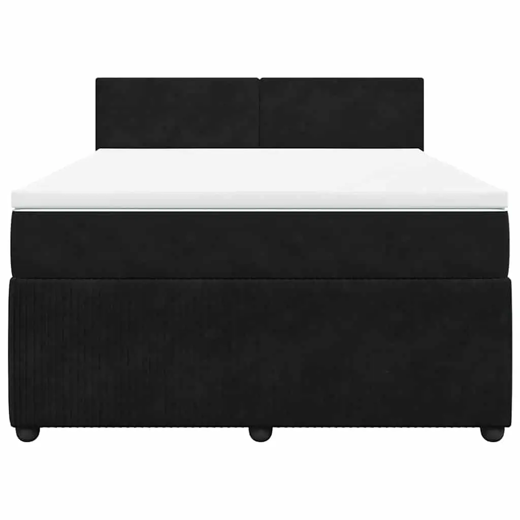 Box Spring Bed with Pocket Spring Mattress LED Lights Double Grey Velvet