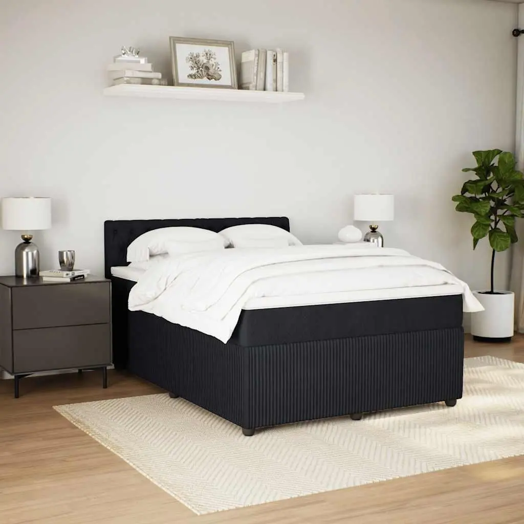 Box Spring Bed with Pocket Mattress LED Lights Double Velvet Grey Bedroom