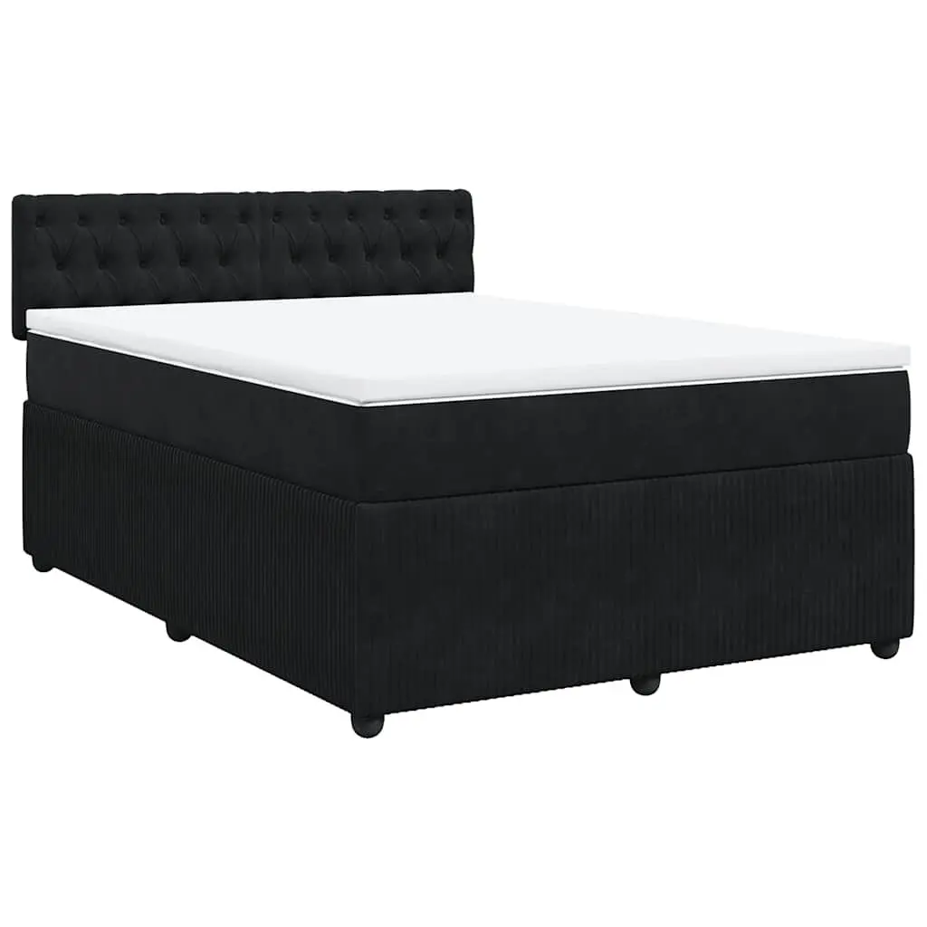 Box Spring Bed with Pocket Mattress LED Lights Double Velvet Grey Bedroom