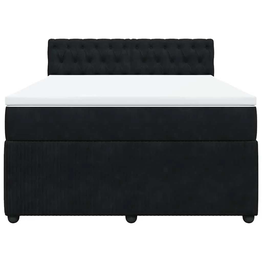 Box Spring Bed with Pocket Mattress LED Lights Double Velvet Grey Bedroom