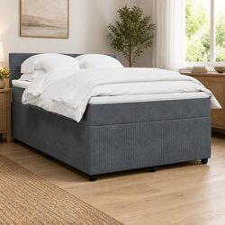 Queen Box Spring Bed with Pocket Spring Mattress and Adjustable LED Lights