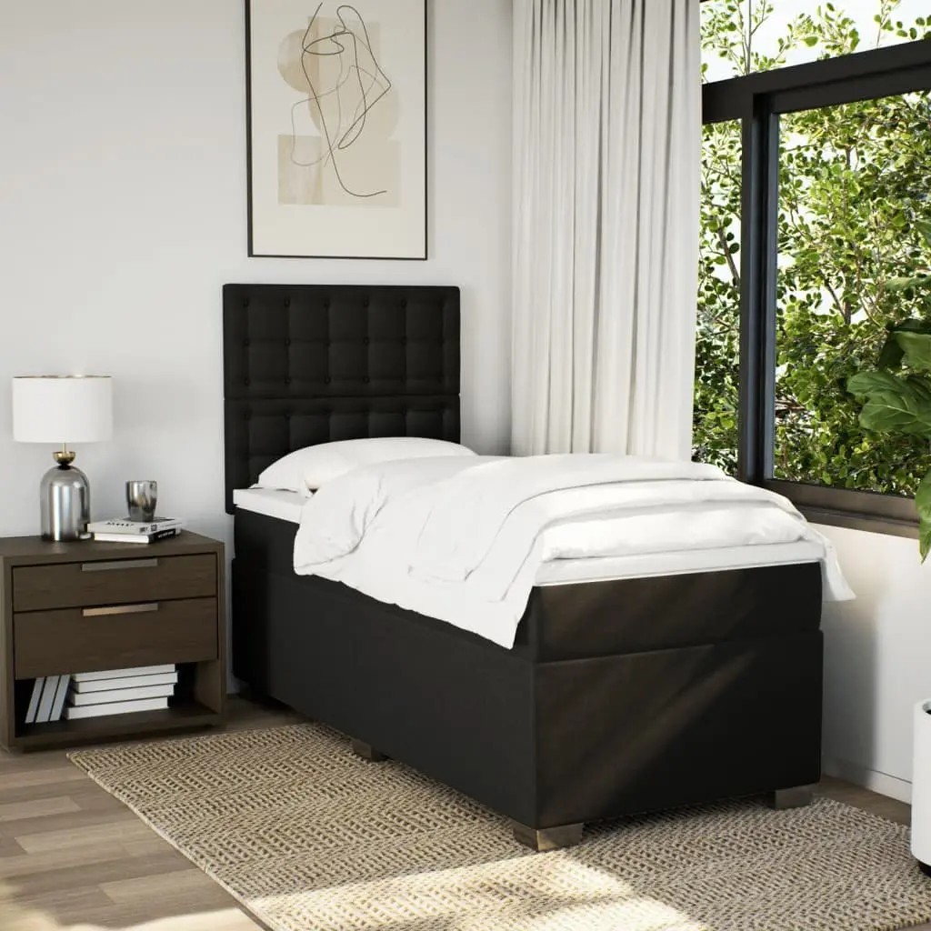 Box Spring Bed with Pocket Mattress for King Single Room Height-Adjustable Headboard