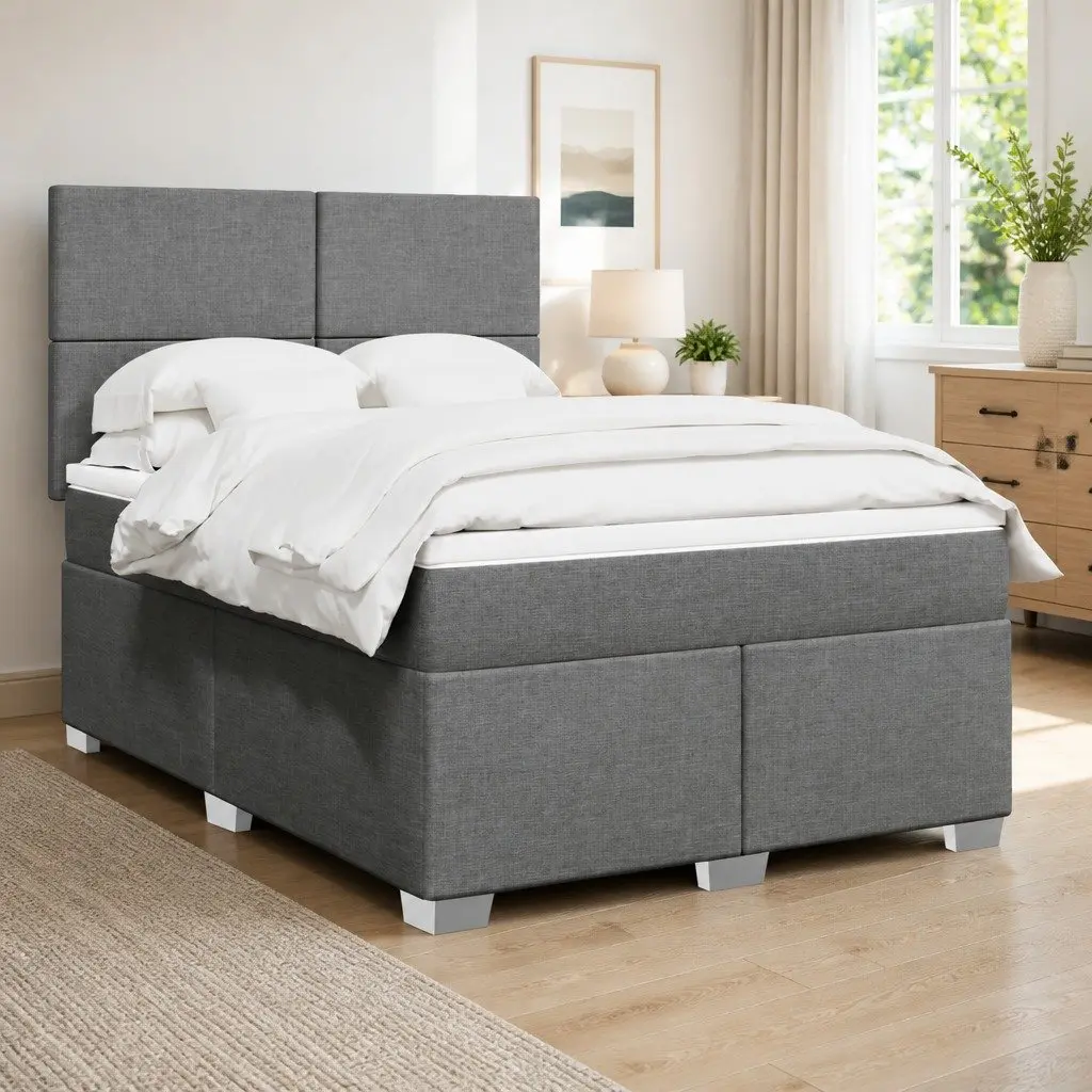 Queen Bed with Adjustable Headboard and Pocket Spring Mattress