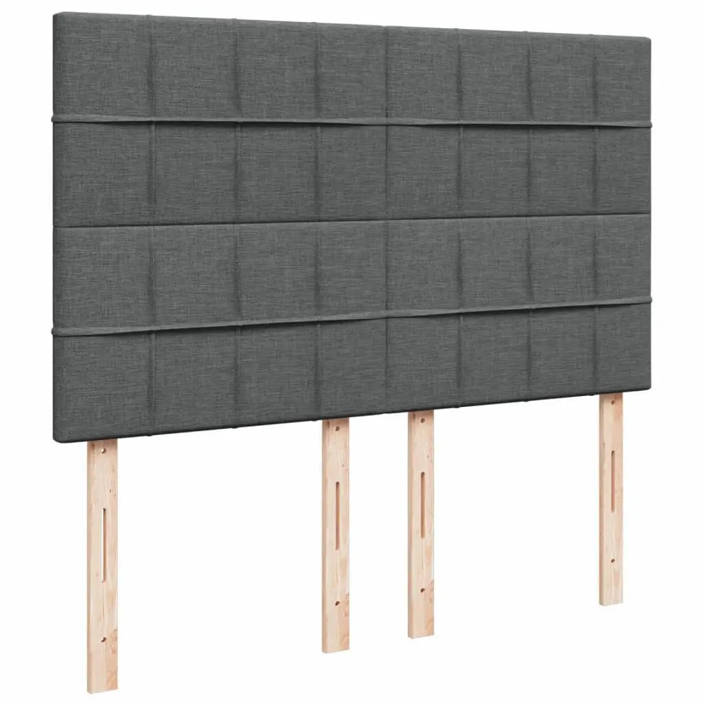 Queen Box Spring Bed with Pocket Mattress Height-Adjustable Headboard Grey