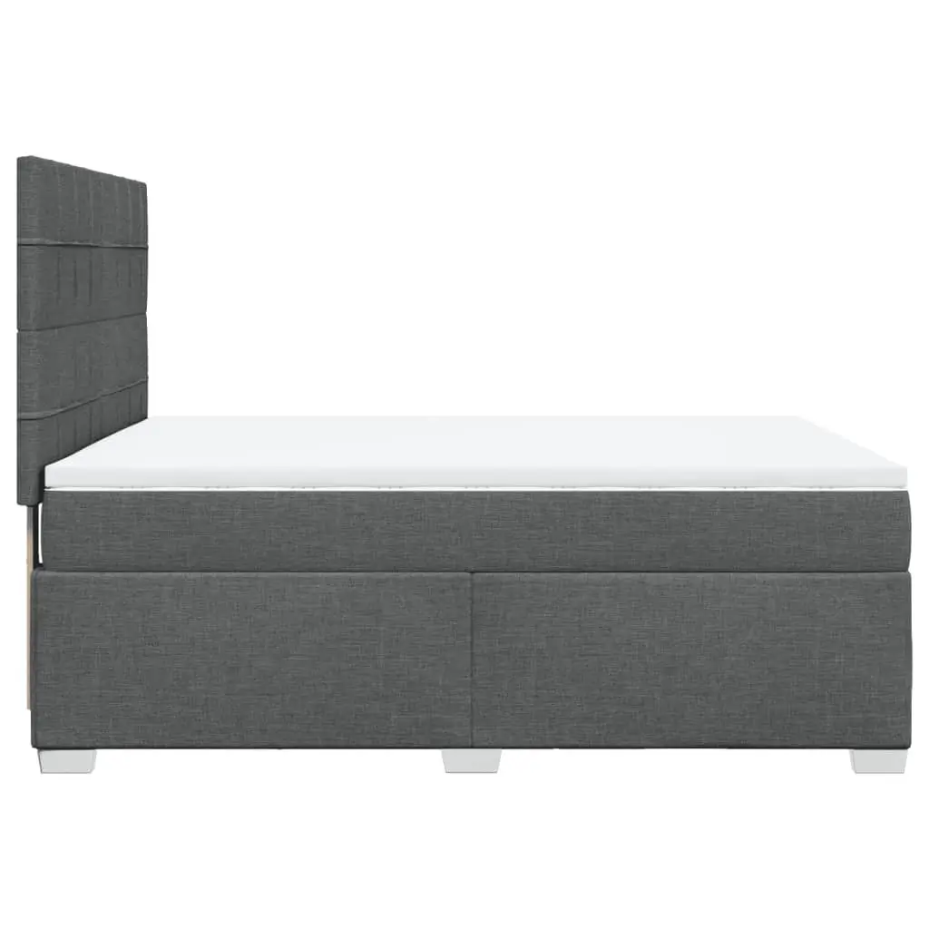 Queen Box Spring Bed with Pocket Mattress Height-Adjustable Headboard Grey
