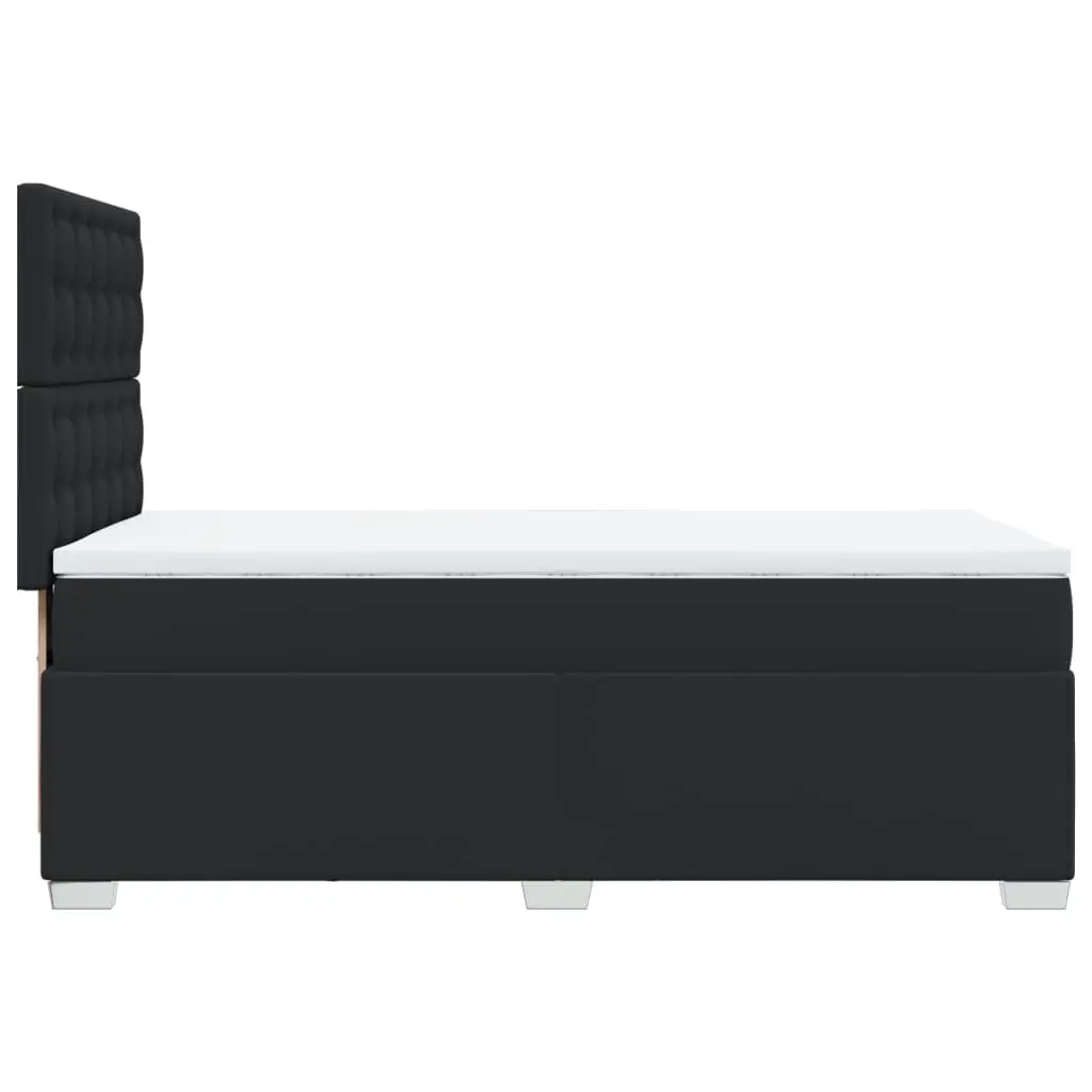 Box Spring Bed with Mattress King Single Black Faux Leather Bedroom Furniture