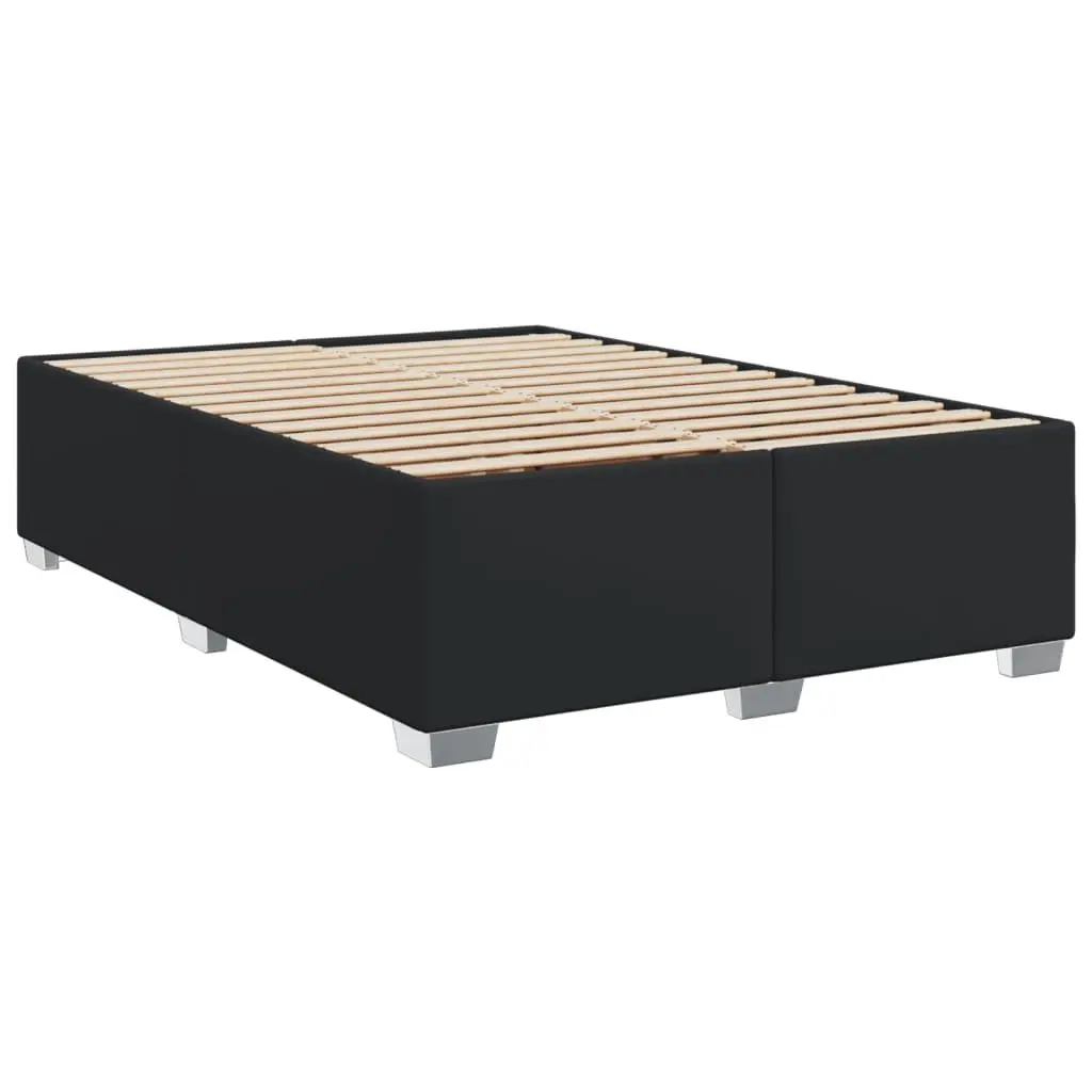 Queen Bed with Pocket Spring Mattress Adjustable Headboard Black Faux Leather Frame