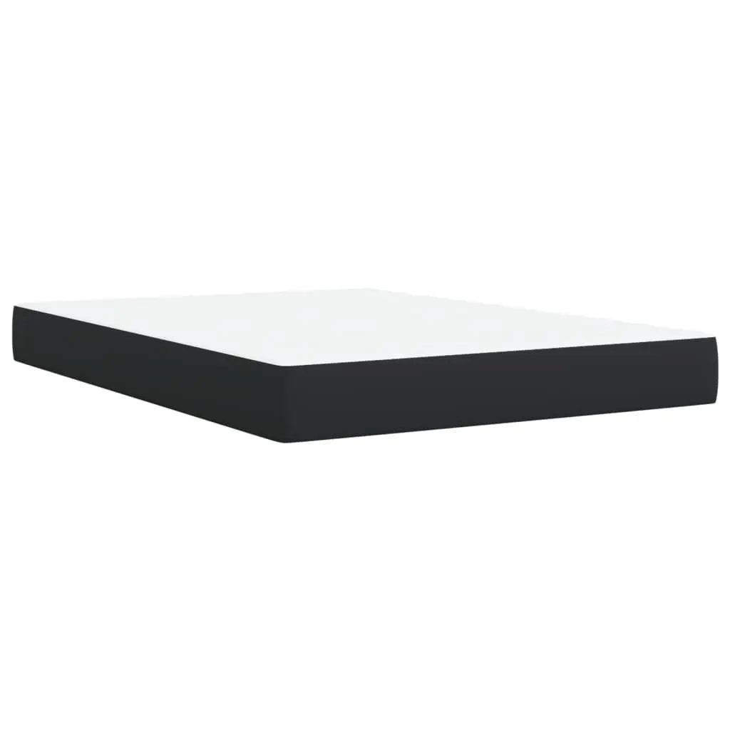 Queen Bed with Pocket Spring Mattress Adjustable Headboard Black Faux Leather Frame