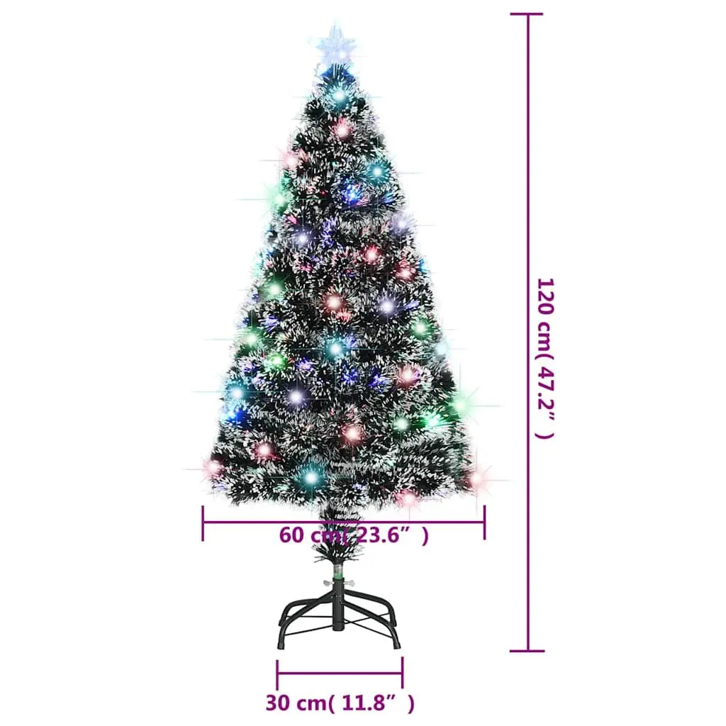Pre-lit Artificial Christmas Tree Indoor 120cm Green White Fibre Optic LED Lights