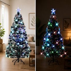 150cm Green Christmas Tree with White Branches and Lights
