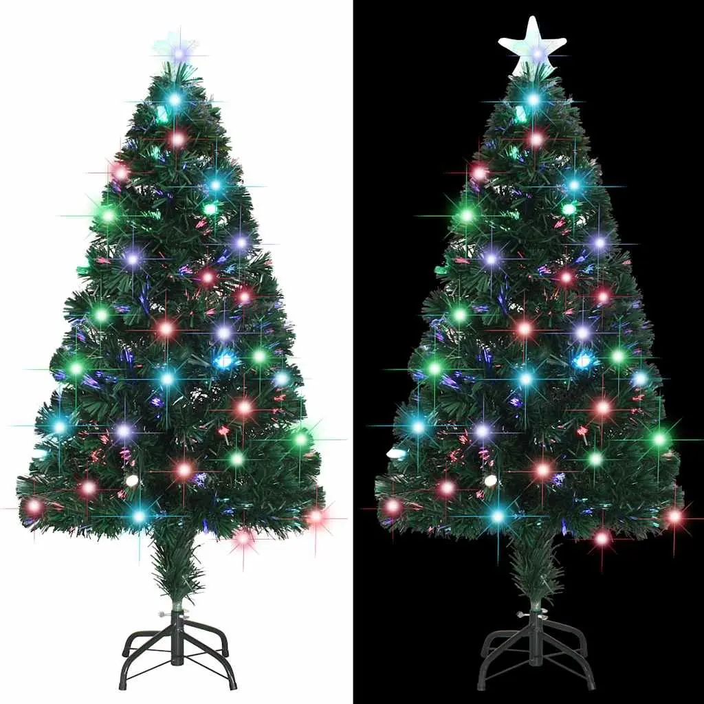 Pre-lit Artificial Christmas Tree Indoor Outdoor 120cm Green Fibre Optic LED