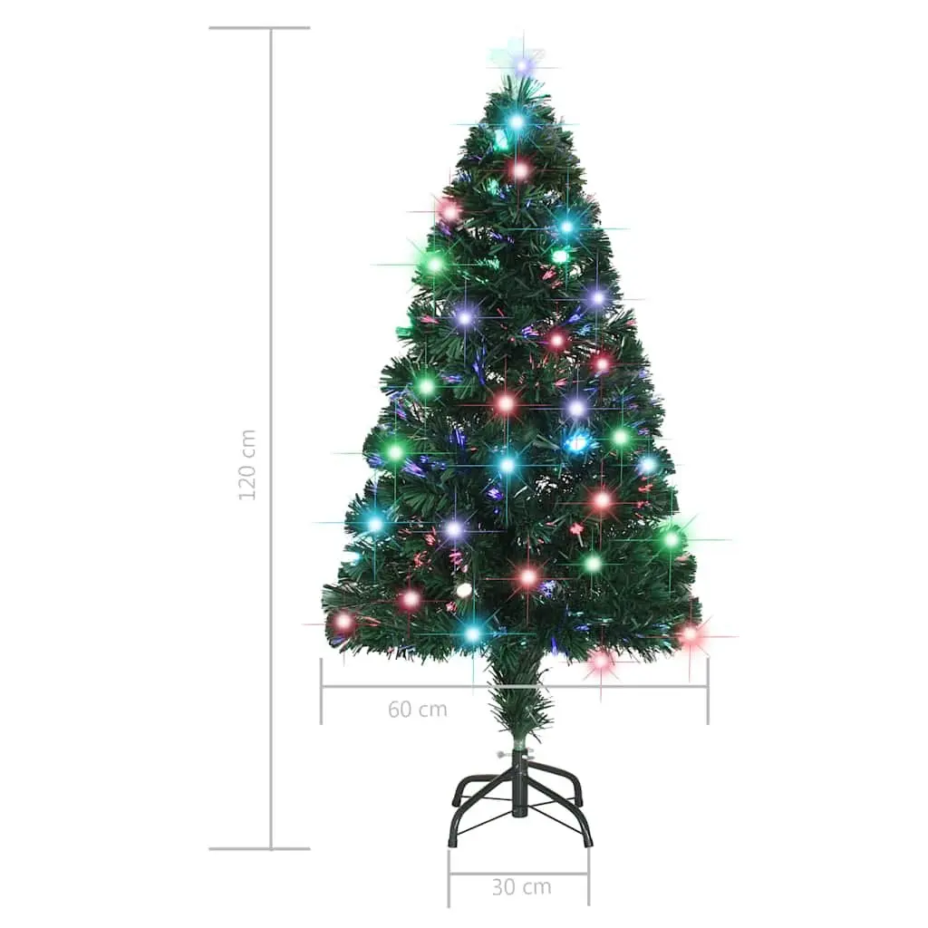 Pre-lit Artificial Christmas Tree Indoor Outdoor 120cm Green Fibre Optic LED