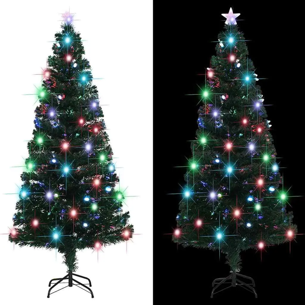 Pre-lit Artificial Christmas Tree Indoor Outdoor 150cm Green Fibre Optic LED Lights
