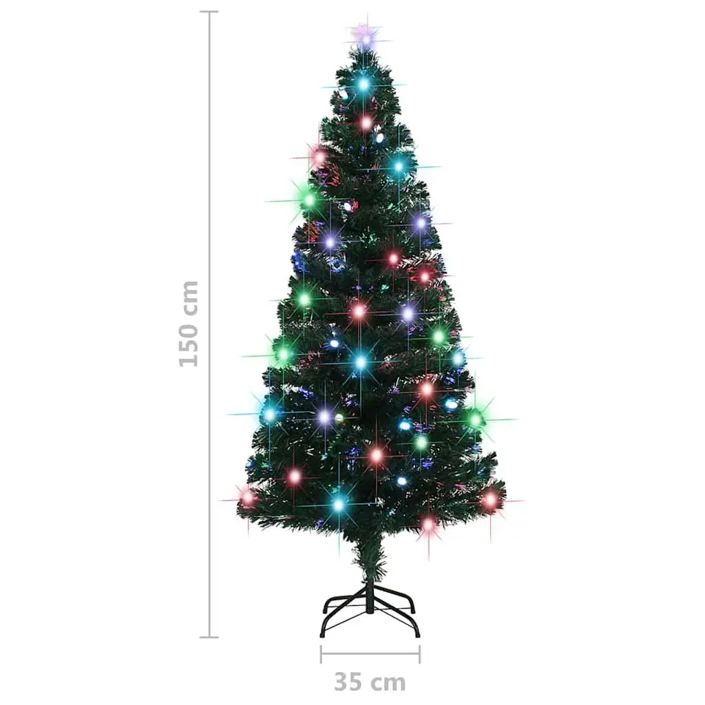 Pre-lit Artificial Christmas Tree Indoor Outdoor 150cm Green Fibre Optic LED Lights