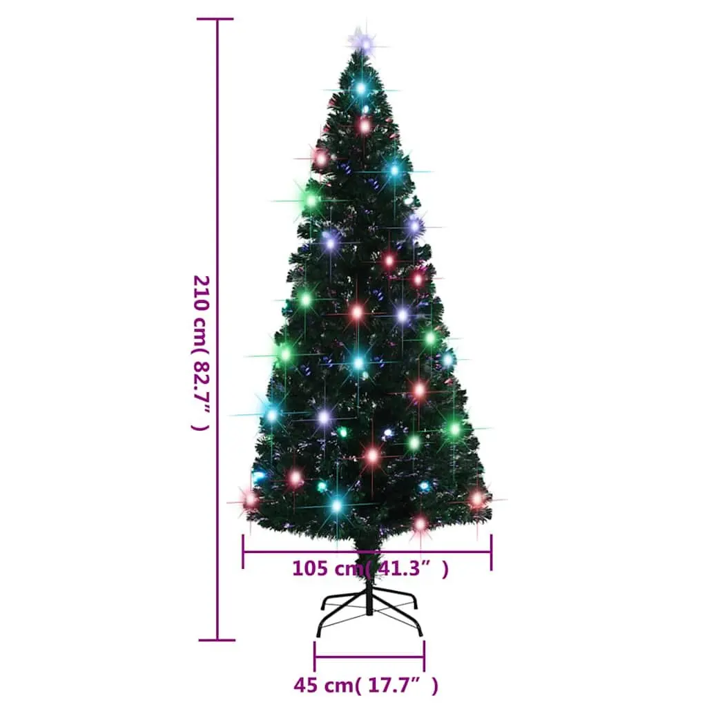 Artificial Christmas Tree for Holiday Decoration 210 cm Green Fibre Optic LED Lighted