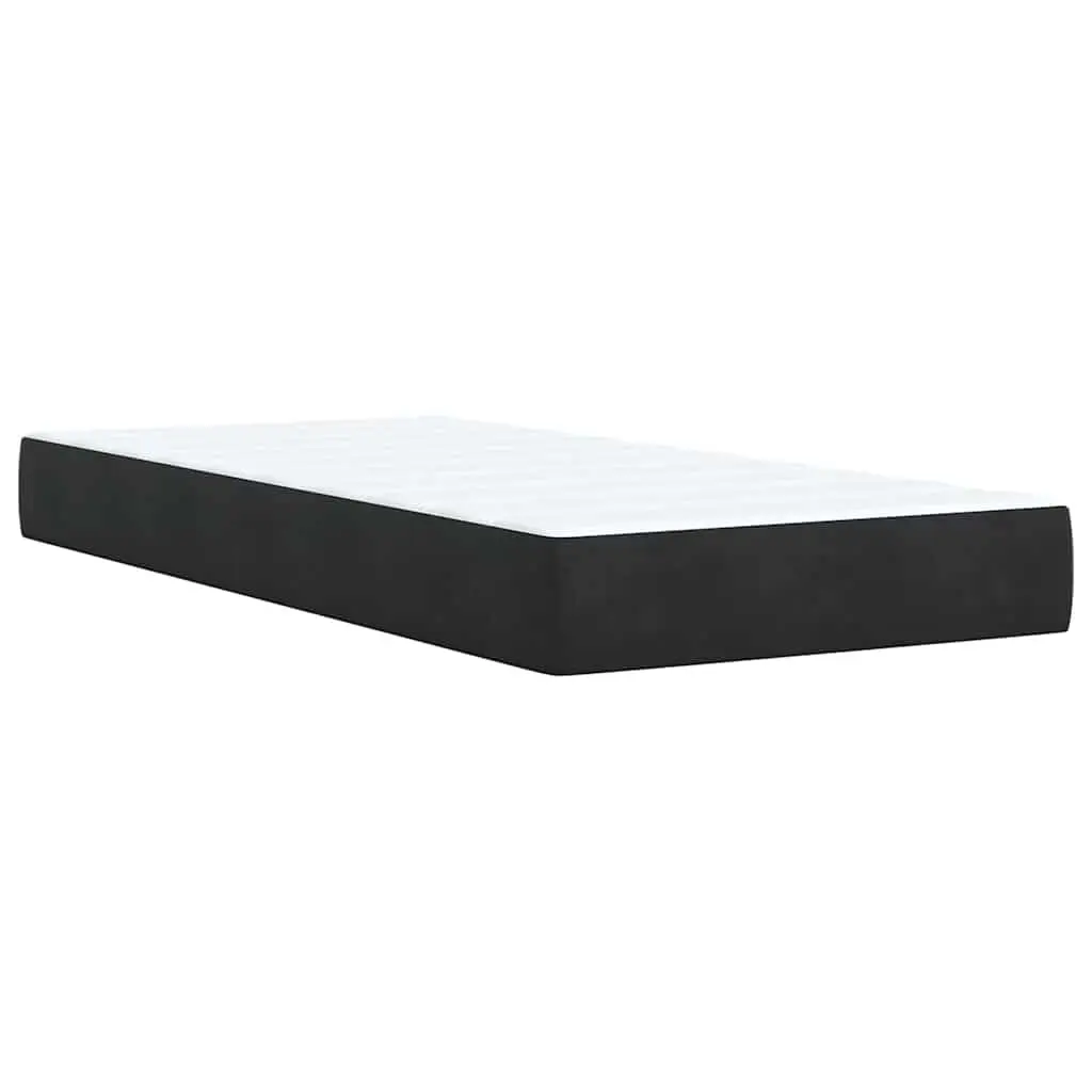 Box Spring Bed with Pocket Mattress King Single Black Velvet Adjustable