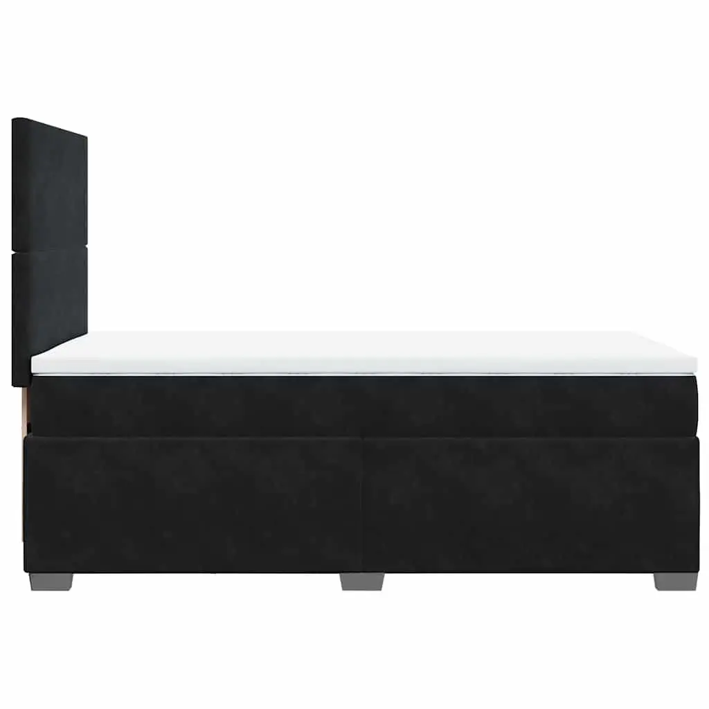 Box Spring Bed with Pocket Mattress King Single Black Velvet Adjustable