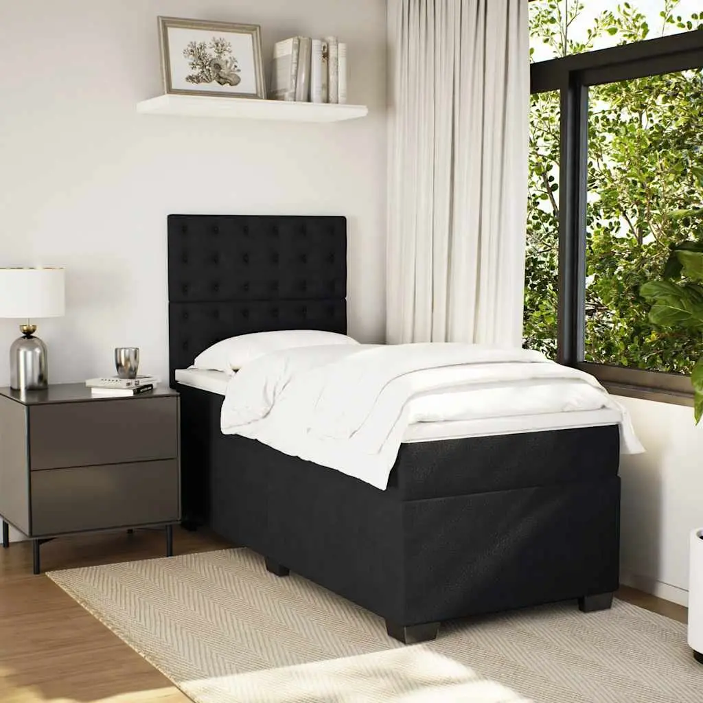 Box Spring Bed King Single with Pocket Spring Mattress Velvet Upholstered Adjustable Headboard