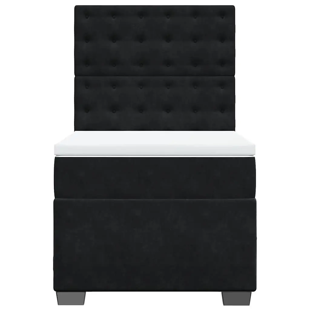 Box Spring Bed King Single with Pocket Spring Mattress Velvet Upholstered Adjustable Headboard