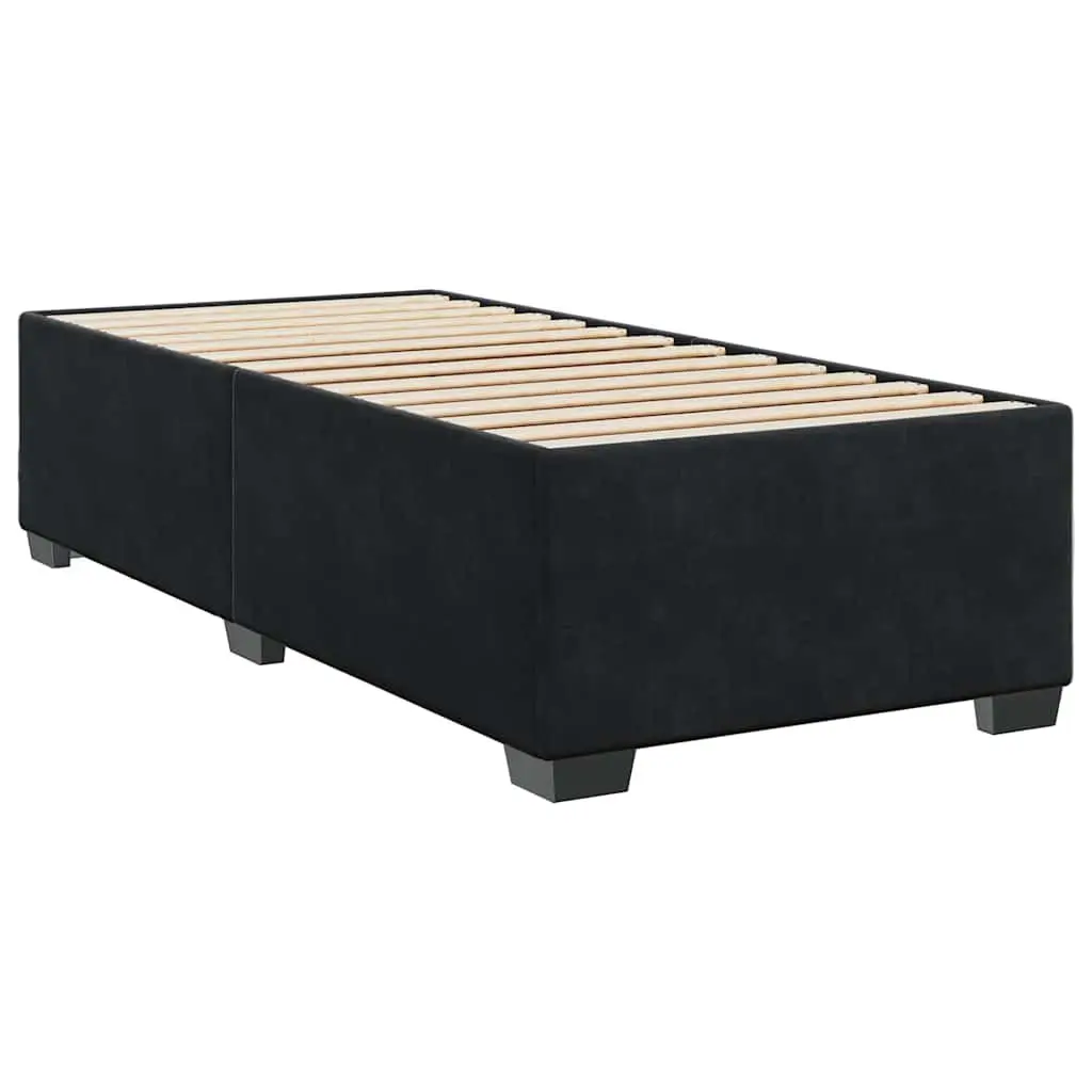 Box Spring Bed King Single with Pocket Spring Mattress Velvet Upholstered Adjustable Headboard