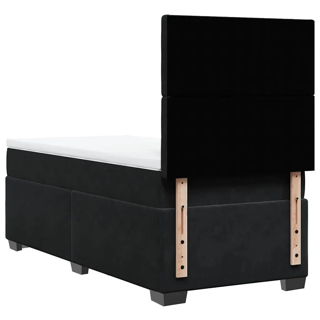 Box Spring Bed King Single with Pocket Spring Mattress Velvet Upholstered Adjustable Headboard