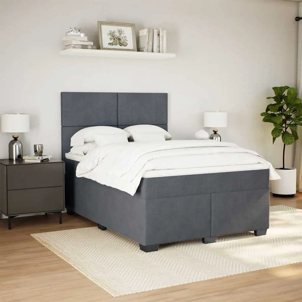 Double Box Spring Bed with Adjustable Velvet Headboard & Mattress