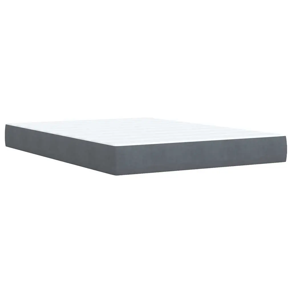 Double Box Spring Bed with Adjustable Velvet Headboard & Mattress