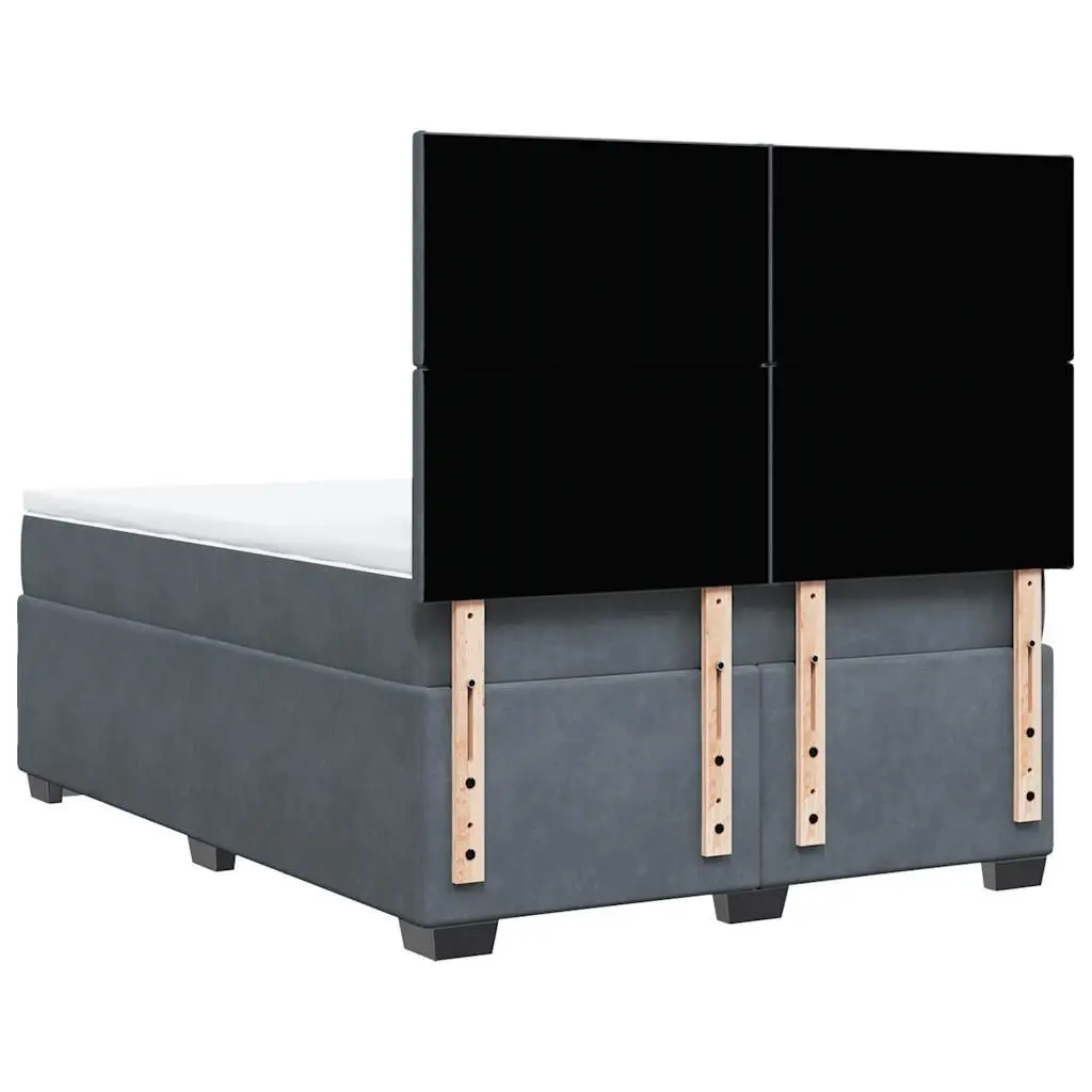Double Box Spring Bed with Adjustable Velvet Headboard & Mattress